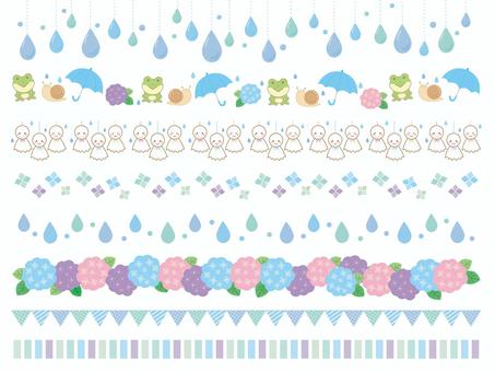 Illustration, saison des pluies, ligne, hydrangea, 