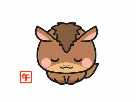 正座をして両手をつく二頭身のうま 午年,馬,十二支,干支,かわいい,2026,2026年,謹賀新年,お辞儀,正座のイラスト素材