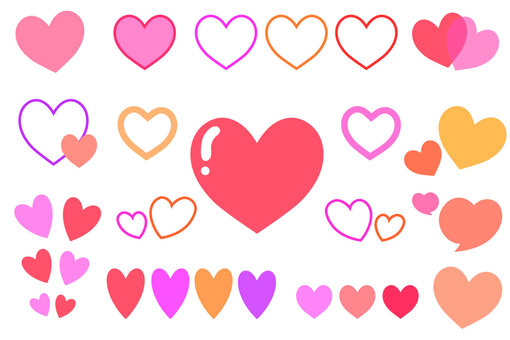 ハート　セット ハート,セット,ラブリー,情熱,ピンク,バレンタイン,アイコン,ワンポイント,カード,かわいいのイラスト素材