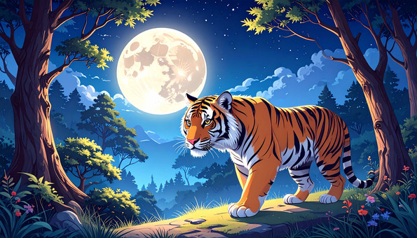満月と虎