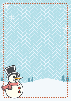 シンプルな冬の背景-39（A4縦） 雪だるま,雪景色,12月,1月,2月,結晶,a4,縦,上品,おしゃれのイラスト素材