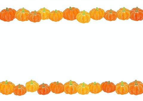 かぼちゃ_フレーム05A かぼちゃ,秋,手描き,パンプキン,野菜,ボタニカル,ナチュラル,食材,フレーム,背景のイラスト素材