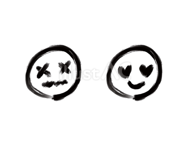 シンプルなダメージ顔とハート顔 表情,顔,ダメージのイラスト素材