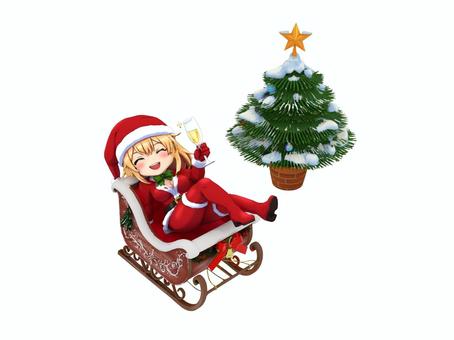 クリスマスシャンパンワインのサンタガール クリスマス,サンタクロース,サンタ,クリスマスツリー,ツリー,可愛い,サンタガール,居酒屋,橇,忘年会のイラスト素材