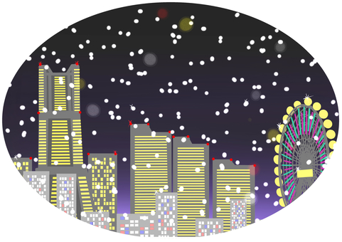 雪の降る横浜風景 雪の降る横浜風景 横浜,雪,夜,みなとみらい,桜木町,神奈川のイラスト素材