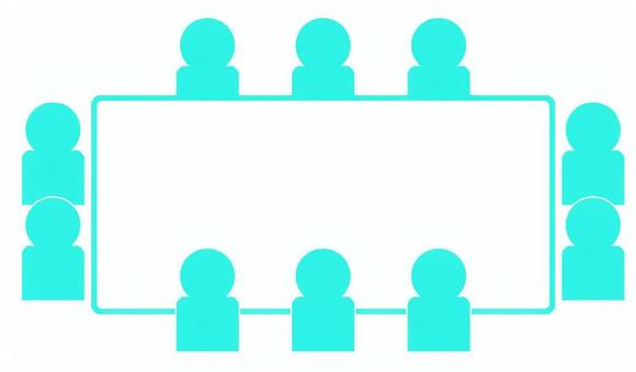 会議（MTG)イラスト ミーティング,着席,会議,集まり,司会,発言,mtg,人,雑談,話すのイラスト素材