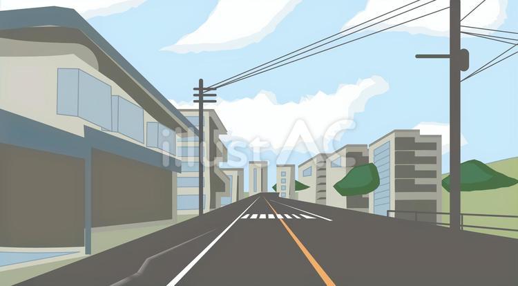 車道　町中　 道路,車道,町中のイラスト素材