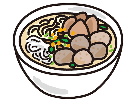 インドネシア料理バクソ(バッソ) バクソ,バッソ,肉団子,アジアンフード,スープ,麺,ランチ,ディナー,麺料理,屋台のイラスト素材