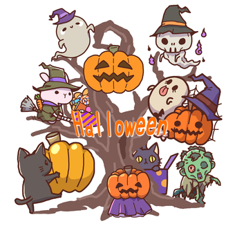 ハロウィン集合 ハロウィン,カボチャ,魔女のイラスト素材
