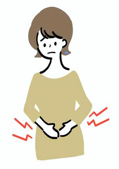 腹痛に悩む女性 便秘,腹痛,生理痛,女性,シンプル,ラフタッチ,手書き風,イラスト,ベクター,上半身のイラスト素材