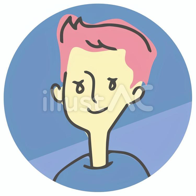 手描きの男の子アイコン_丸フレーム 男,男性,アイコンのイラスト素材