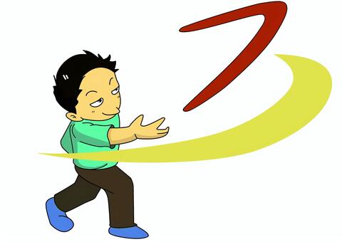 特大ブーメランを投げる男 特大,ブーメラン,投げる,男性,男のイラスト素材