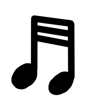 黒の手書き32分音符（2連） 32分音符,三十二分音符,音符,2連,おんぷ,楽譜,譜面,音楽,背景透明,pngのイラスト素材