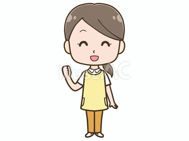 エプロン姿の女性２　片手ガッツポーズ　 エプロン,女性,ガッツポーズのイラスト素材