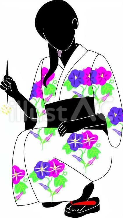 線香花火　 線香花火,浴衣,祭りのイラスト素材