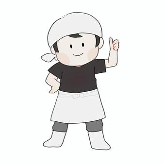 手描き風 ラーメン屋の店員さん 手描き風 ラーメン屋の店員さん 手描き,人物,ラーメン,店主,店員,はちまき,半袖,エプロン,長靴,男性のイラスト素材