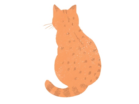 手描き風のイラスト　茶トラ猫　後ろ姿 猫,後ろ姿,座る,茶トラ,ペット,動物,テクスチャ,オレンジ,ラフ,アイコンのイラスト素材