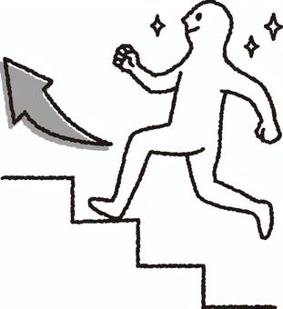 駆け上がる人 ステップアップ,階段,矢印,前進,駆け上がる,登る,上昇,昇格,昇進,アップのイラスト素材