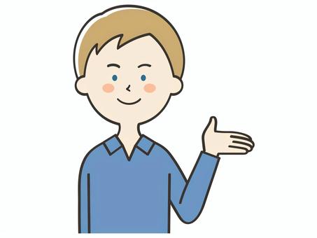 紹介する白人男性 紹介,案内,説明,教える,解説,アドバイス,重要,お知らせ,注目,誘導のイラスト素材