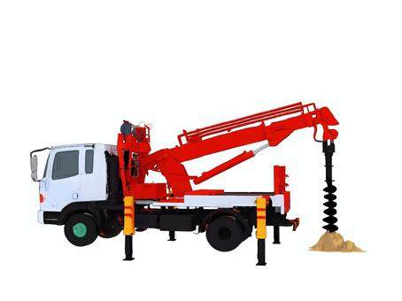 建設土木工事現場の建機の穴掘建柱車 穴掘建柱車,建機,重機,建設業,土木,建築,工事,建設,機械,安全のイラスト素材