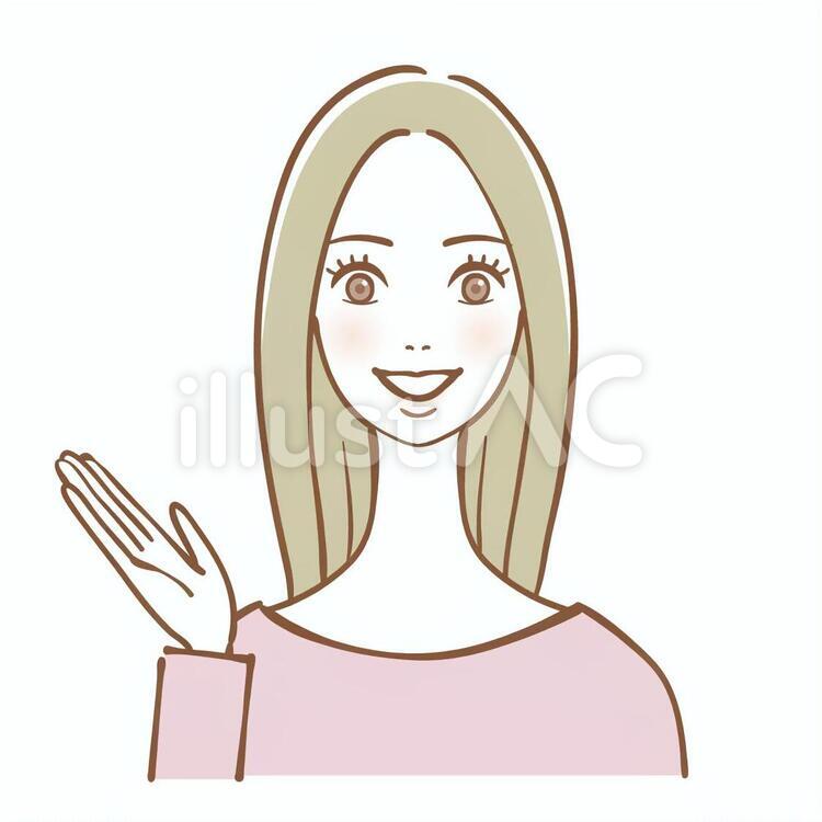  女性4　紹介　案内 女性,イラスト,案内のイラスト素材