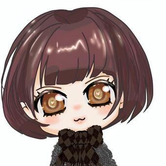 冬のボブヘア女の子アイコン アイコン,冬,リボン,マフラー,もこもこ,ニット,かわいいのイラスト素材