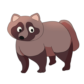 タヌキ たぬき,タヌキ,狸,動物,哺乳類,動物園,かわいい,手描きのイラスト素材