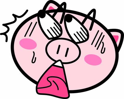 目玉飛び出す豚　 目玉,飛び出す,驚く,ビビる,衝撃,表情,顔,豚,キャラ,ギャグのイラスト素材