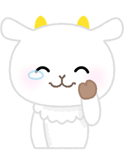 ヤギ涙笑顔 ヤギ,涙,泣く,笑顔,涙もろい,もらい泣き,動物,白,かわいいのイラスト素材