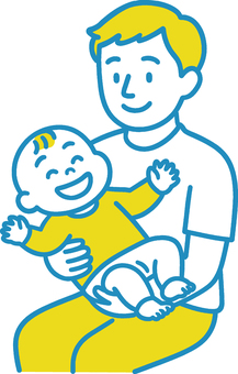 赤ちゃんを抱っこするパパ 赤ちゃんを抱っこするパパ 抱っこ,赤ちゃん,パパ,父親,親子,子育て,育児,家族,乳児,幼児のイラスト素材