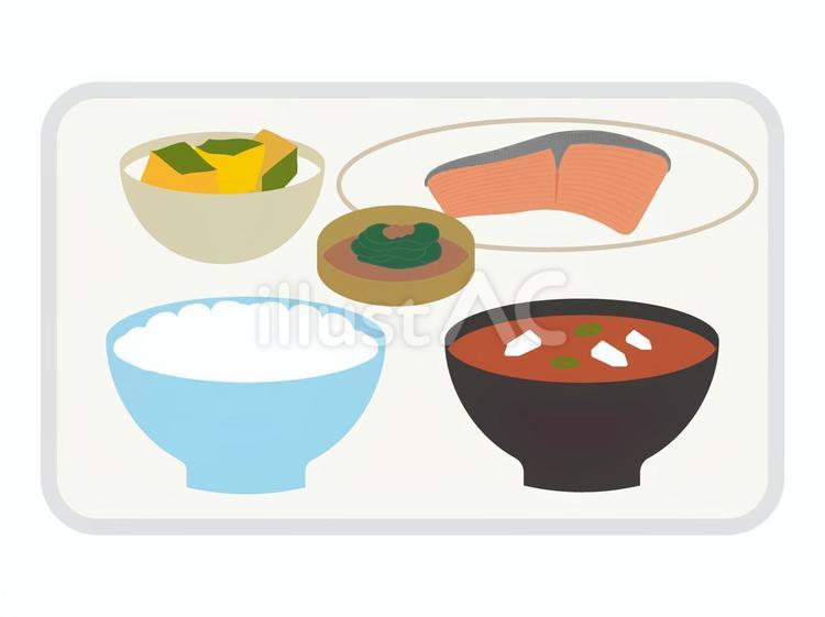 焼き鮭の和定食 定食,給食,和食のイラスト素材