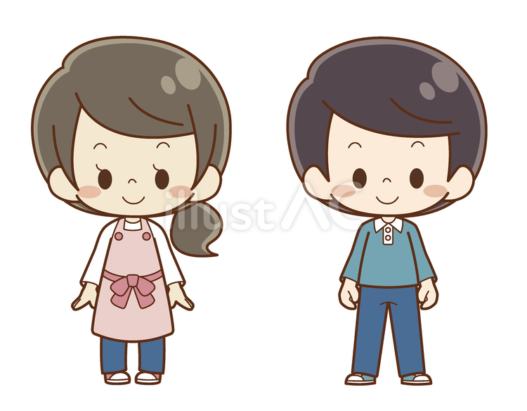 男女の立ち絵 立ち絵,立ち,直立のイラスト素材