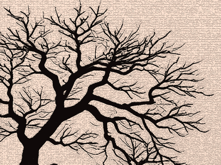 ベージュ背景に枯木シルエットのテクスチャ 枯木,シルエット,黒色,テクスチャ,ベージュ,背景,壁紙,墨絵,オシャレ,シンプルのイラスト素材