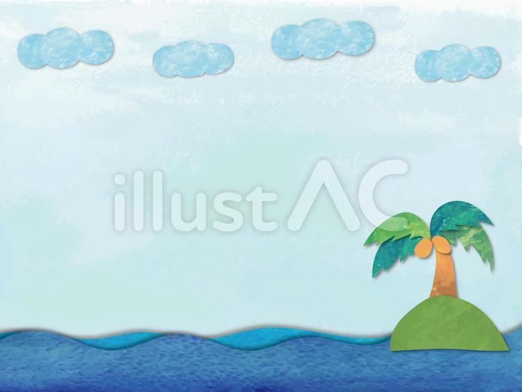 海の背景⭐️水彩風02 dm,ヤシのき,空色のイラスト素材