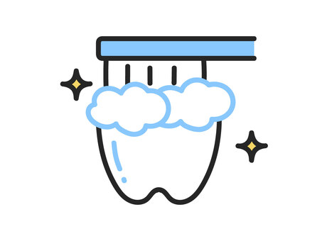 手描きの歯磨きする歯のイラスト 歯磨き,歯,綺麗,歯科,歯医者,清潔,おたより,素材,手描き,イラストのイラスト素材