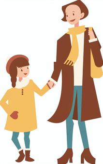 手を繋ぐ親子 手を繋ぐ親子 親子,家族,手繋ぎ,笑顔,歩く,子育てのイラスト素材