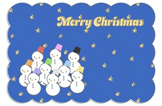 雪だるまと星空のフレーム 雪だるま,星,フレーム,カード,クリスマス,冬,キラキラ,たくさん,可愛い,星空のイラスト素材