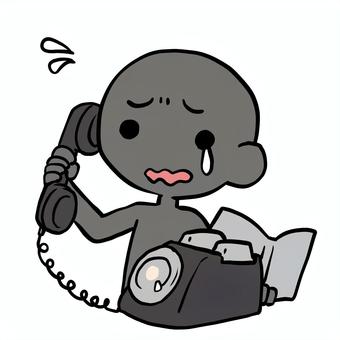 泣いて電話をかけるシルエット人物 シルエット,泣く,黒電話,通話,話,家電,困る,戸惑う,焦る,かけるのイラスト素材
