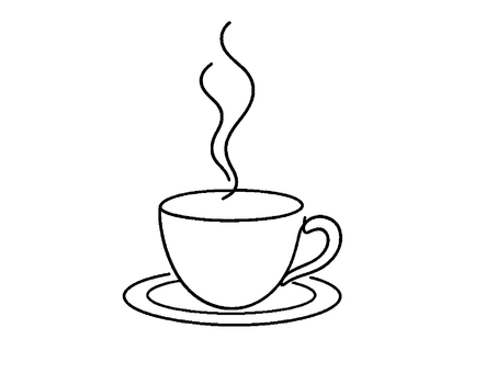 コーヒーカップ コーヒー,カップ,食器,湯気,線画のイラスト素材
