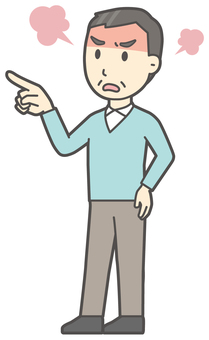 ニット中年男性-034-全身  ニット中年男性-034-全身 怒る,おじさん,男性,中年,お父さん,パパ,シニア,ミドルエイジ,人物,かわいいのイラスト素材