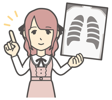  量産型女子-025-バスト 検査,地雷系,女性,女の子,ツインテール,量産型,人物,かわいい,レントゲン,レントゲン写真のイラスト素材