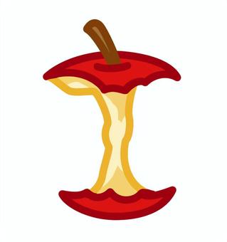 食べかけのりんごのイラスト りんご,食べかけ,ごみ,生ゴミ,果物,フルーツ,手描き,食品,イラスト,シンプルのイラスト素材