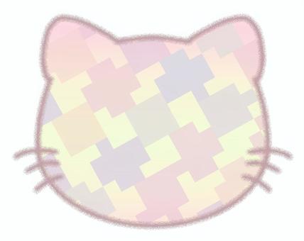 猫顔メモ　柄付秋色 猫,顔型,メモ,バックグラウンド,柄,秋色,背景,動物,おしゃれ,ネコのイラスト素材