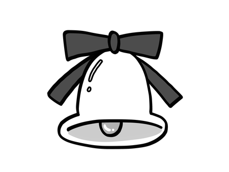 クリスマスのベル　モノクロ クリスマス,ベル,リボン,飾り,オブジェ,装飾,チャーム,モチーフ,幸福,ハッピーのイラスト素材