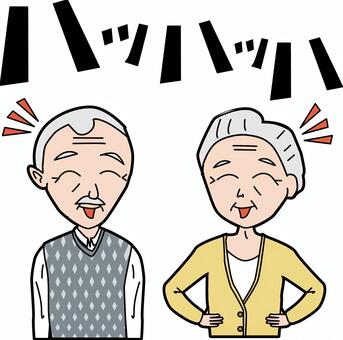 高齢笑う 高齢,おばあちゃん,おじいちゃん,男性,女性,白髪,笑う,声,談笑,健康のイラスト素材