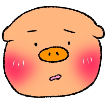 照れるぶたさんのイラスト ぶた,手描き,動物,照れる,恥ずかしいのイラスト素材