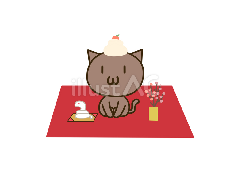 新年あいさつねこ(文字なし) 猫,新年,挨拶のイラスト素材