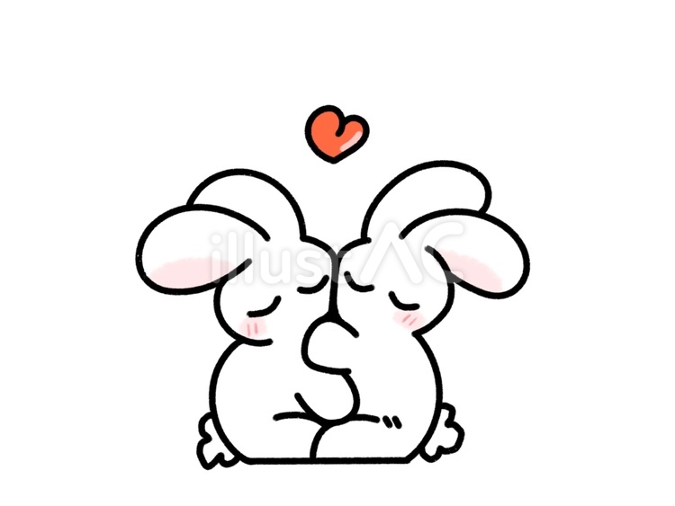 ハグするウサギのカップル～白うさぎ～ 白うさぎ,ハグ,恋人のイラスト素材