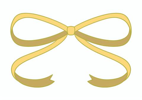 リボン３ リボン,イエロー,黄色,紬い,シンプル,手描き,素材,イラストのイラスト素材