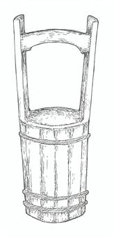 【手描き】木製の手桶の線画イラスト 【手描き】木製の手桶の線画イラスト 手桶,木製,手描き,リアル,モノクロ,挿絵,白バック,線画,イラスト,素材のイラスト素材
